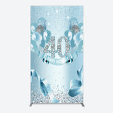 Aperturee - Aperturee Bright Blue Glitter Balloon Birthday Rectangle Backdrop